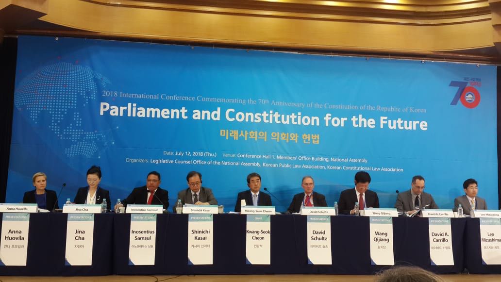 Konferensi International tentang Parliament and Constitutuon for the Future, National Assembly Republic of Korea, 12 July 2018.