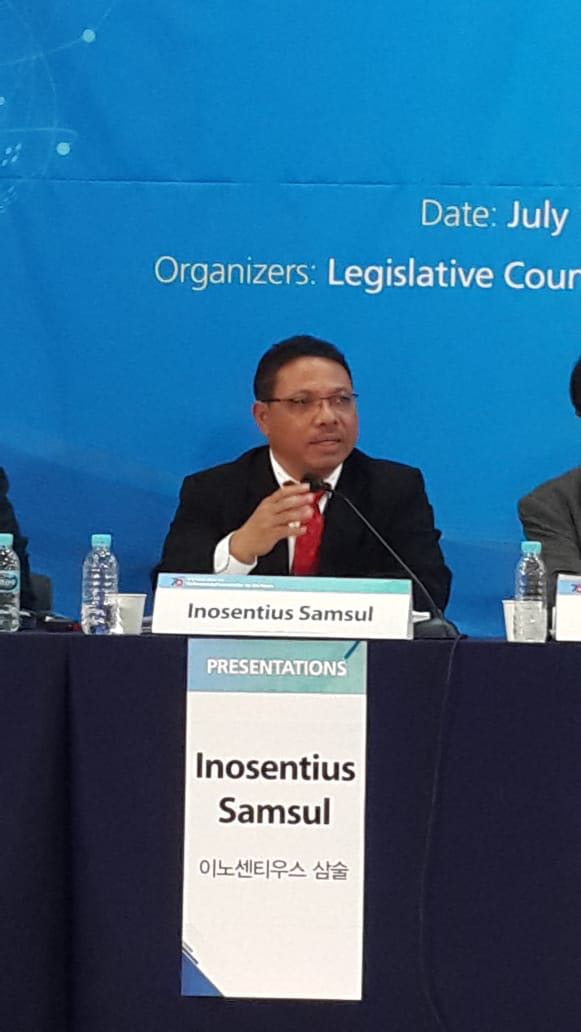 Konferensi International tentang Parliament and Constitutuon for the Future, National Assembly Republic of Korea, 12 July 2018.